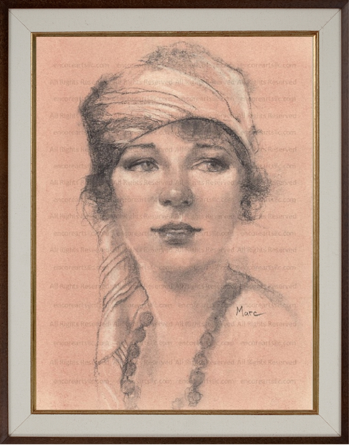 Daphne, Portrait in Red Chalk, Art Print by Marc, Encore Arts, LLC