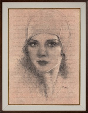 Alice, Portrait in Red Chalk, Art Print by Marc, Encore Arts, LLC