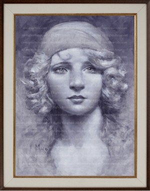 Amelia, Portrait in Charcoal, Art Print by Marc, Encore Arts, LLC