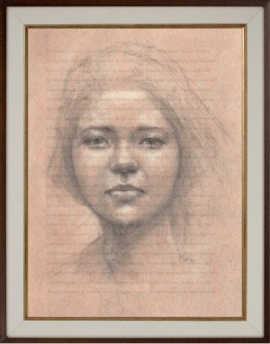 Brenda, Portrait in Red Chalk, Art Print by Marc, Encore Arts, LLC