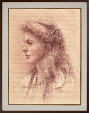 Christine, Portrait in Red Chalk, Art Print by Marc, Encore Arts, LLC