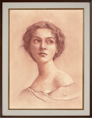 Doreen, Portrait in Red Chalk, Art Print by Marc, Encore Arts, LLC