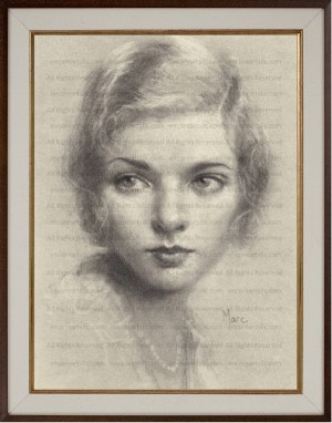 Pearl, Portrait in Charcoal, Art Print by Marc, Encore Arts, LLC