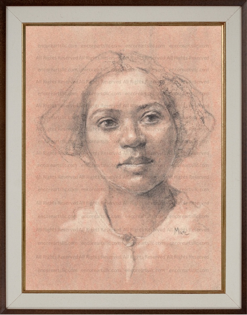 Rachel, Portrait in Red Chalk, Art Print by Marc, Encore Arts, LLC