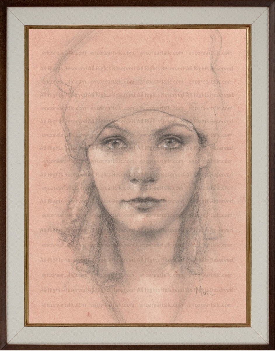 Rita, Portrait in Red Chalk, Art Print Art Print by Marc, Encore Arts, LLC
