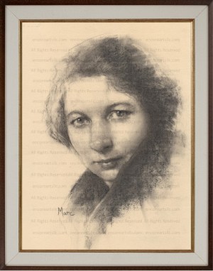 Wilma, Portrait in Charcoal, Art Print by Marc, Encore Arts, LLC