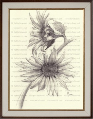 Sunflower 13 Charcoal Drawing Print by Marc, Encore Arts, LLC