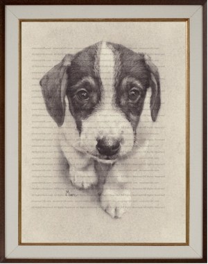 Beagle (Scooter) Charcoal Drawing Print by Marc, Encore Arts, LLC