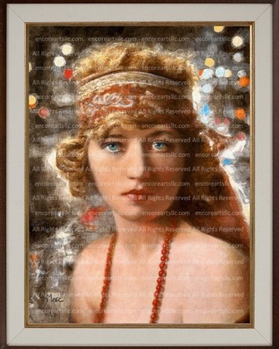 City Lights Heidi, Portrait in Oil, Art Print by Marc, Encore Arts, LLC