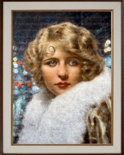 City Lights - Lily, Portrait in Oil, Art Print by Marc, Encore Arts, LLC