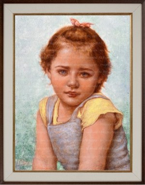 Girl in Yellow Shirt, Portrait in Oil, Art Print, by Marc, Encore Arts, LLC