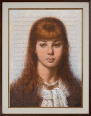 Girl with Scarf, Portrait in Oil, Art Print by Marc, Encore Arts, LLC