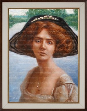 Lady by the Lake, Portrait in Oil, Art Print by Marc, Encore Arts, LLC