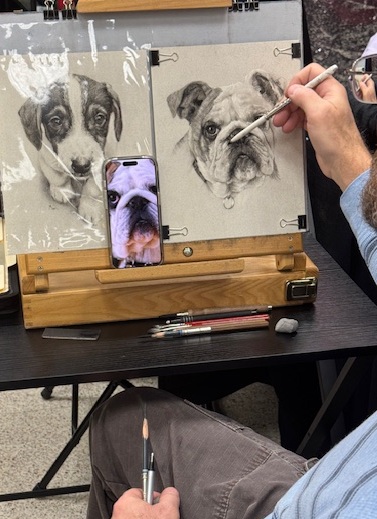 Pet Portrait Gift Certificate | Kansas artist Marc Drawing Pet Portraits at an Art Market