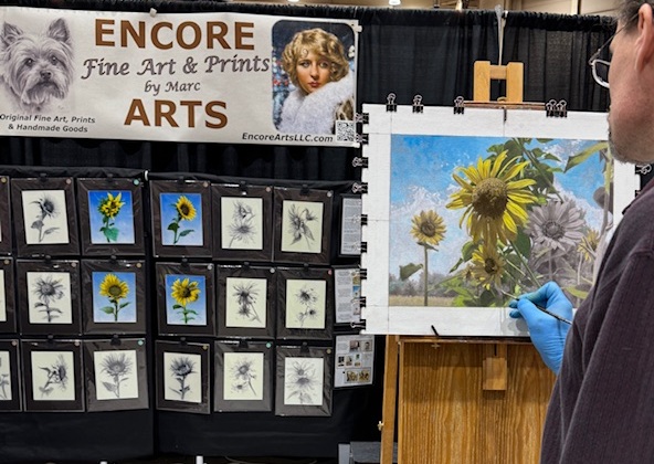 Marc Painting Sunflowers at an Art Market